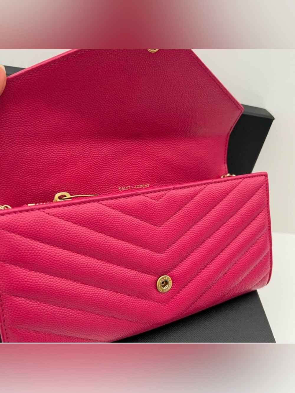 Yves Saint Laurent Pink Quilted Leather Chain Wallet with Gold Hardware - Picture 7 of 10